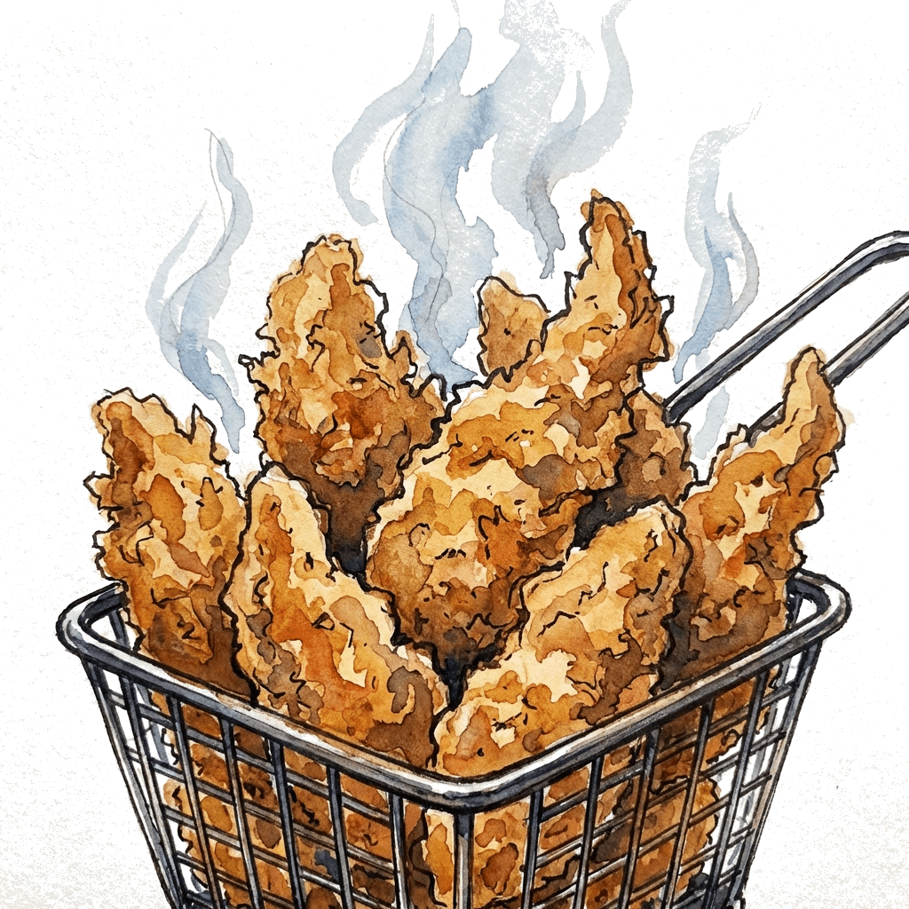 Watercolour of golden fried chicken