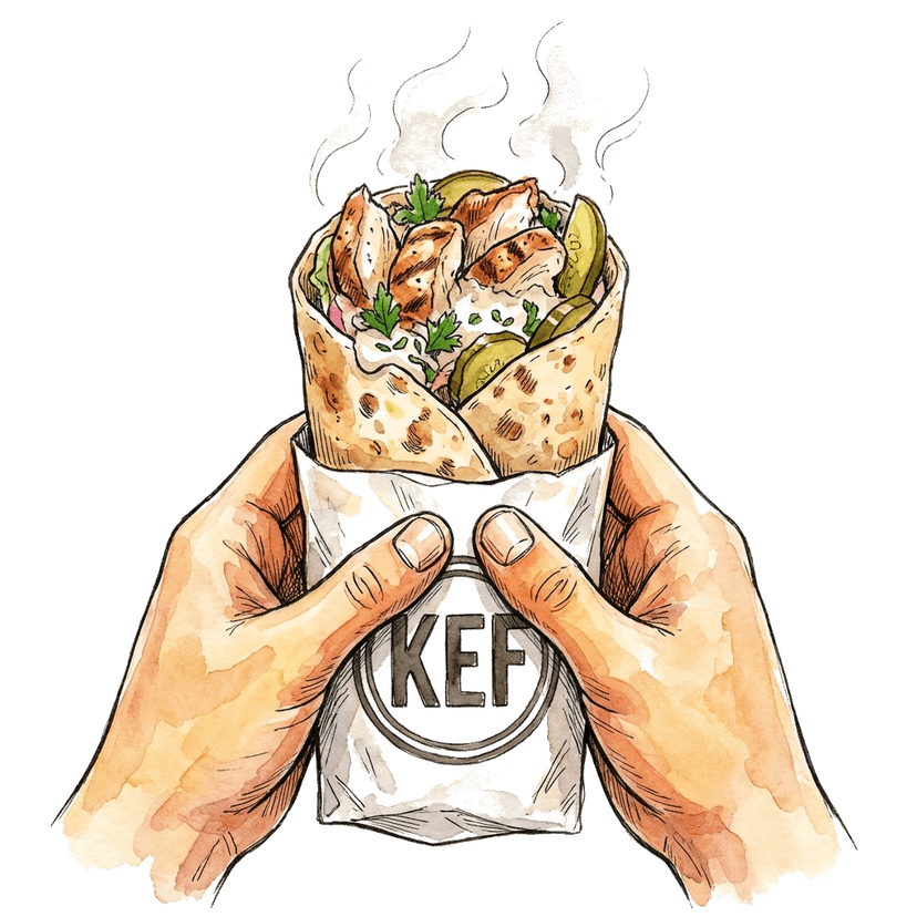 Hands holding the wrap